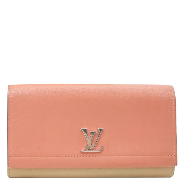 Louis Vuitton Lockme II Calfskin Leather Wallet Pink in Pink Calfskin from Dallas Designer Handbags