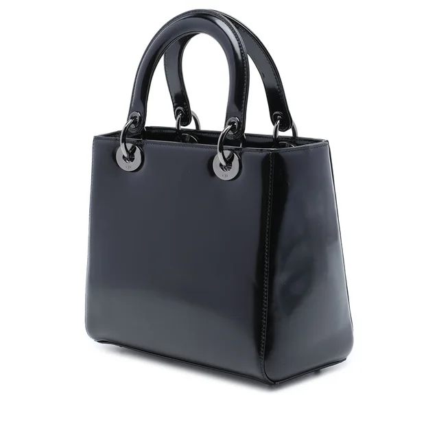Black Dior Medium Patent Lady Dior Satchel in Black Patent leather from Designer Revival, photo 2 of 2