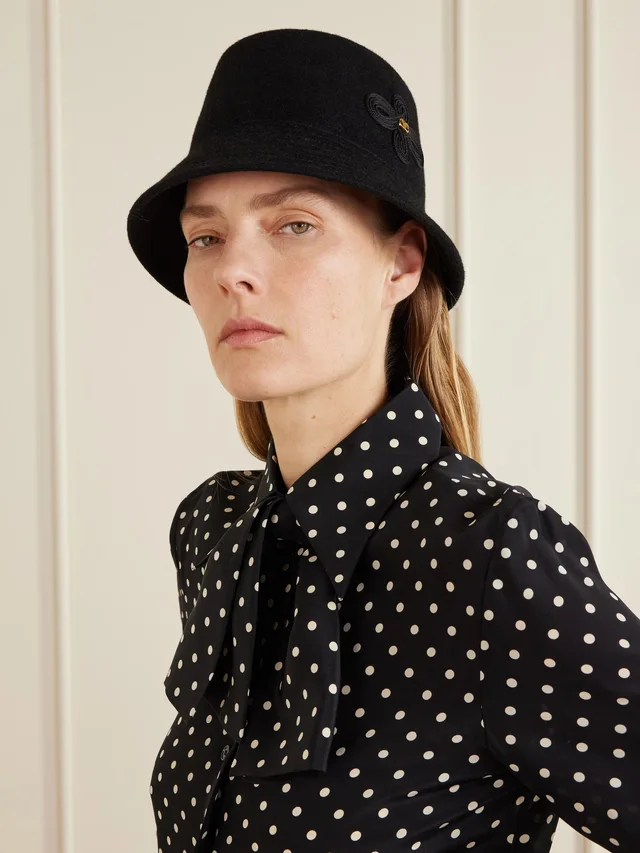 VALENTINO GARAVANI Appliquéd rabbit hair bucket hat in Black, photo 2 of 2 from NET-A-PORTER (Canada)