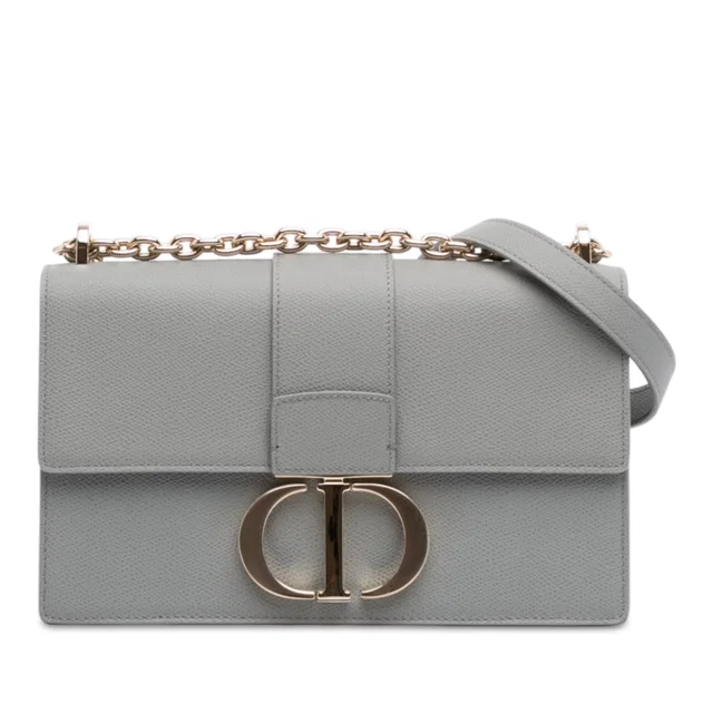 Gray Dior Grained Calfskin 30 Montaigne Chain Flap Crossbody Bag in Grey Caviar leather from Designer Revival
