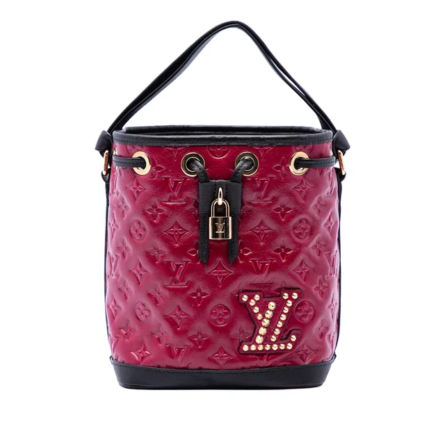 Red Louis Vuitton Monogram Limited Edition Autumn Winter Double Jeu Neo MM Bucket Bag in Red Leather from Designer Revival