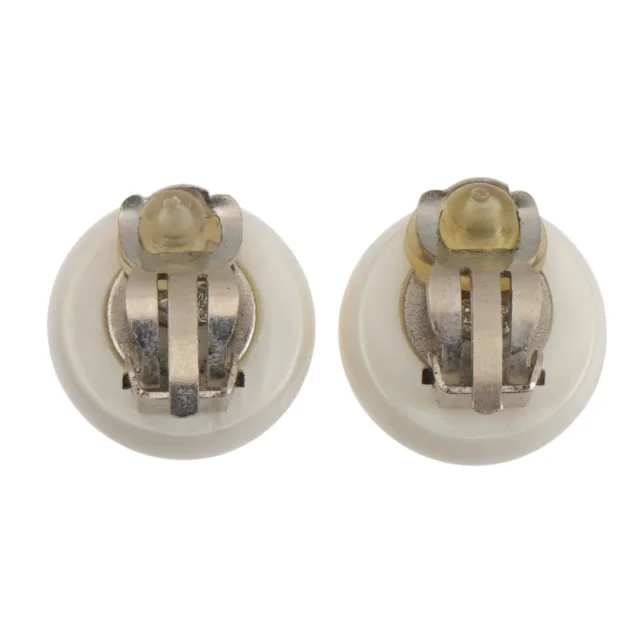Chanel 1999 Round CC Mark Earrings, Silver/White in White from VINTAGE QOO TOKYO, photo 2 of 4