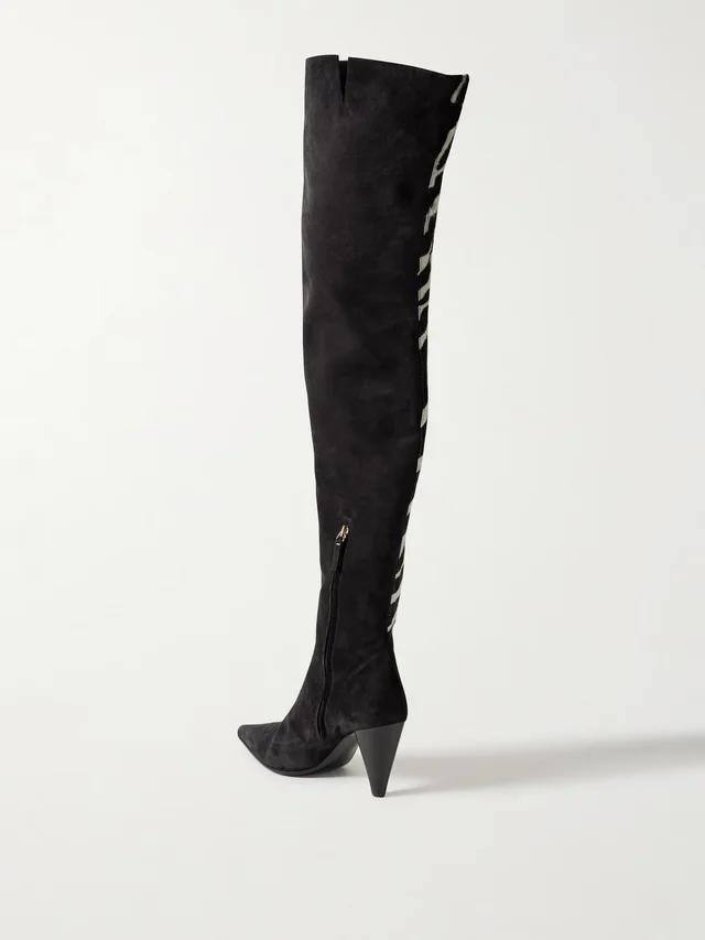 KHAITE Harvey suede and zebra-print calf hair over-the-knee boots in zebra print 100% Leather, photo 3 of 4 from NET-A-PORTER (Canada)