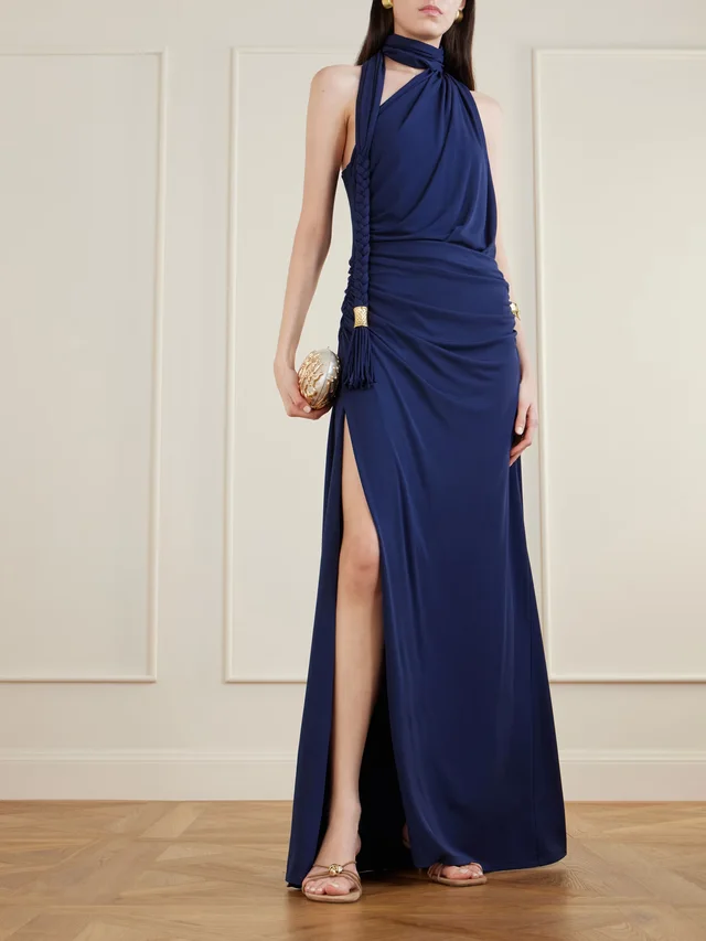 SIMKHAI Moira tussled ruched stretch-jersey gown in Blue, photo 2 of 2 from NET-A-PORTER (Canada)