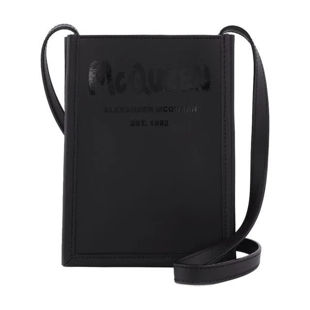 Alexander McQueen Logo-Embossed Crossbody Bag — Black Others in Black Leather from HEWI