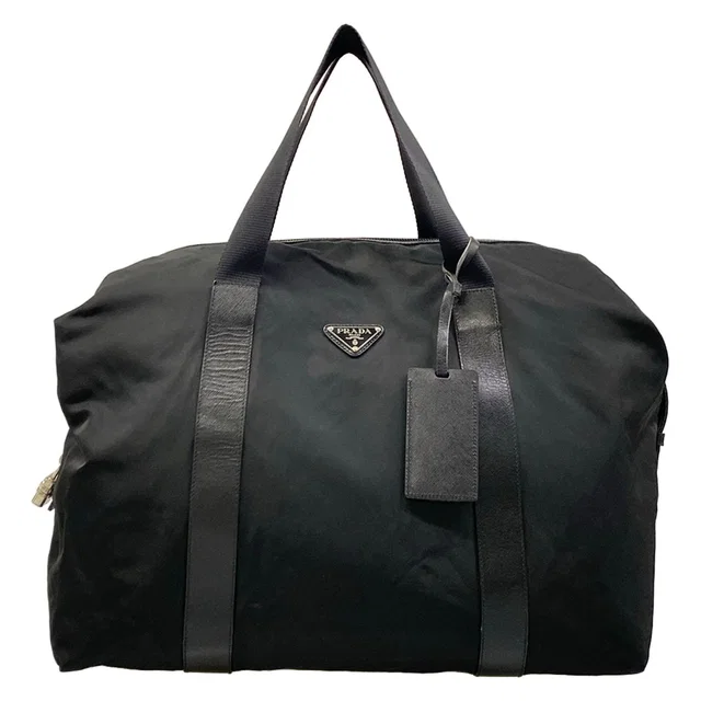 Prada Boston Bag Black Lock Number in Black Nylon from The Reluxe