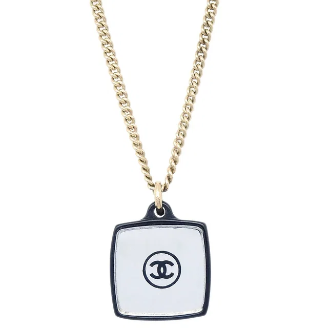 Chanel Rhinestone Gold Chain Pendant Necklace 04A in Gold Resin from AMORE Vintage Tokyo