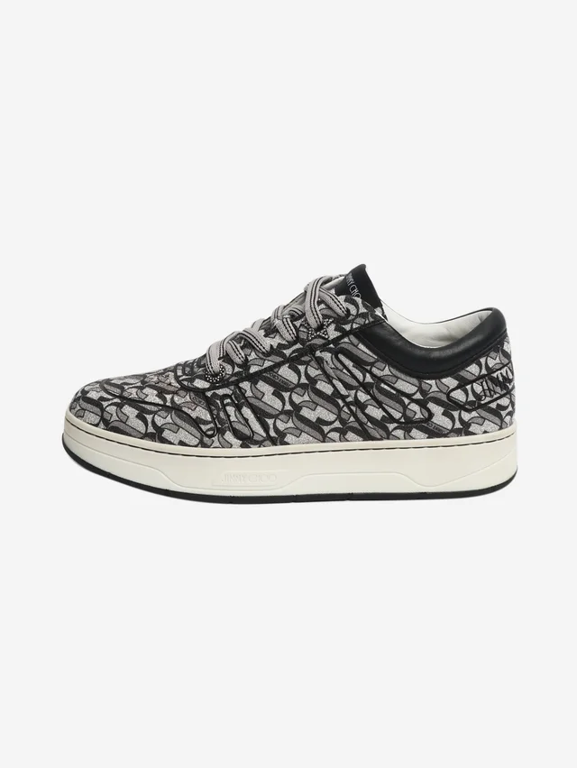 Jimmy Choo Silver and black Monogram glitter trainers - size EU 38.5 in Black from Sign of the Times