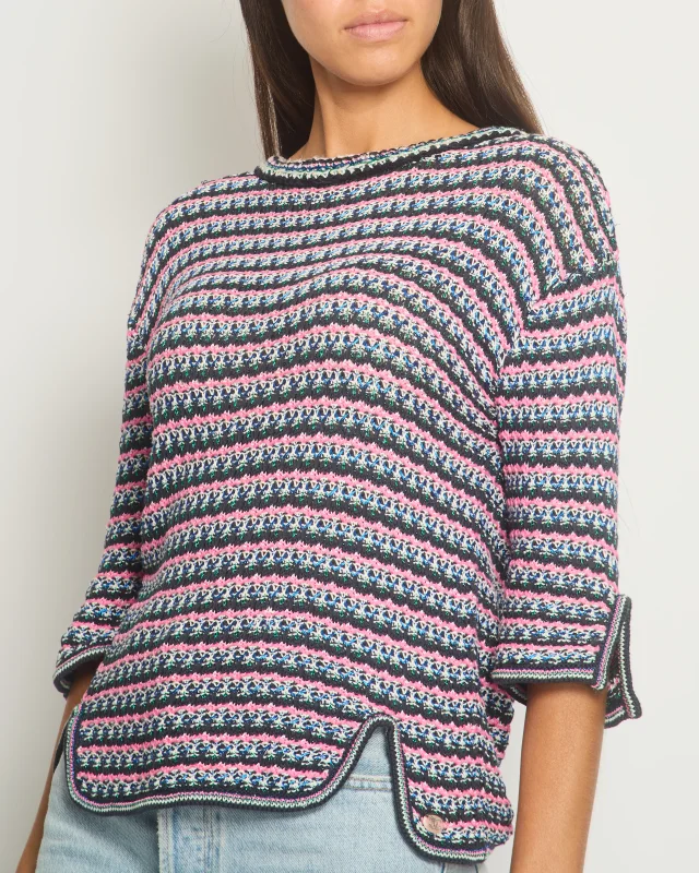 Chanel Pink, Black Metallic Green Mid-Sleeve Top FR 38 (UK 10) in Black Tweed from Sellier, photo 3 of 14