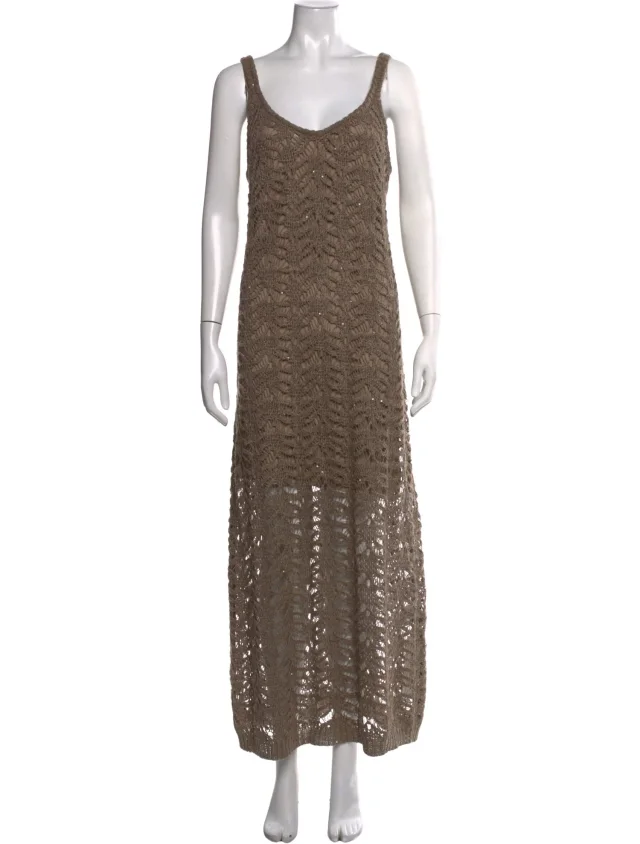 Brunello Cucinelli Linen Mini Dress in Leather from The RealReal