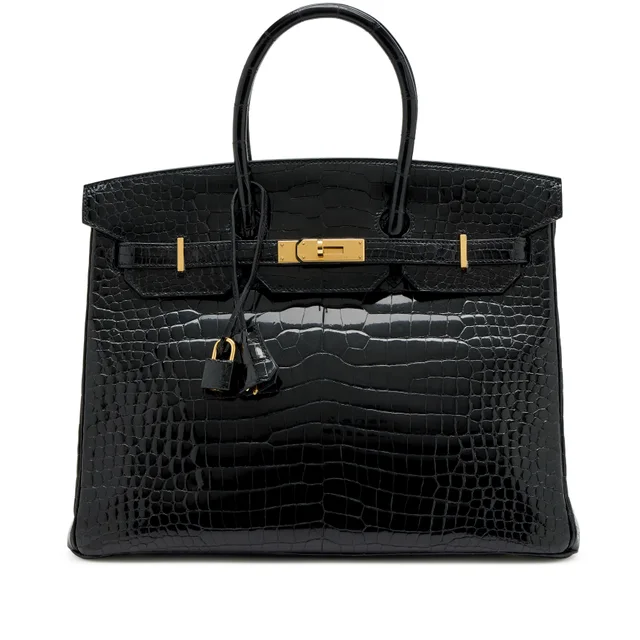 Hermès Black Shiny Porosus Crocodile Birkin 35 Gold Hardware, 2013 from Sotheby's