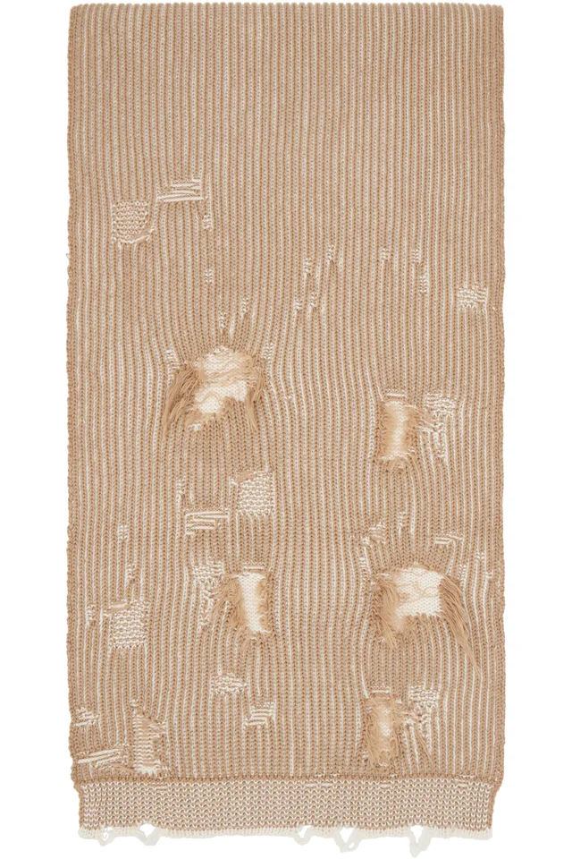 MM6 Maison Margiela Tan & White Amended Optical Ribs Scarf, photo 2 of 3 from SSENSE