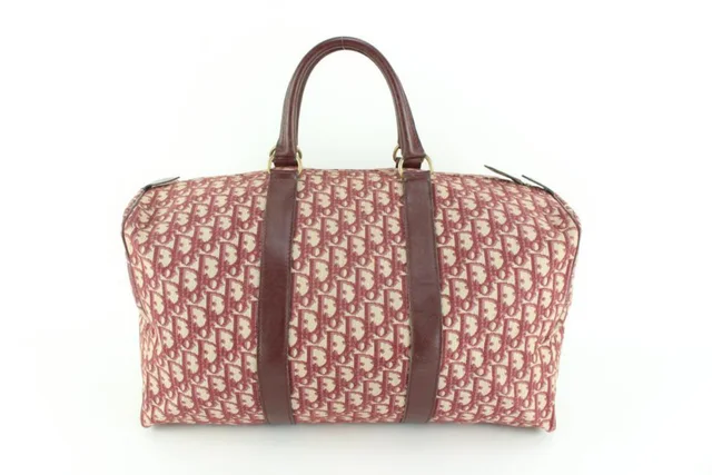 Dior Burgundy Dark Red Monogram Trotter Boston Duffle Bag in Burgundy Canvas from Bagriculture