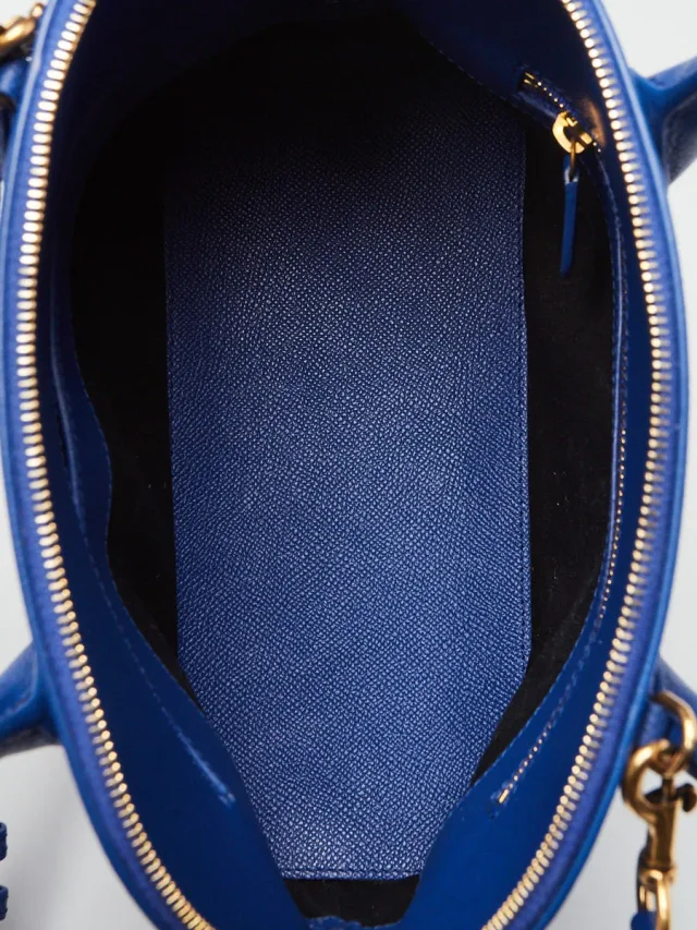 Balenciaga Blue Stamped Calfskin Leather Small Ville Satchel Bag in Blue Calfskin from Yoogis, photo 11 of 13