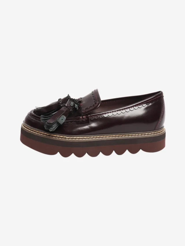 Chloé Burgundy platform tassel loafers - size EU 38 in Burgundy Leather from Sign of the Times