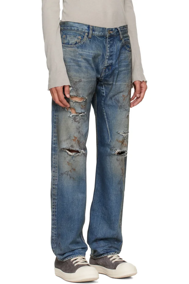 Rick Owens DRKSHDW Blue Temple Kurdt Jeans, photo 2 of 4 from SSENSE