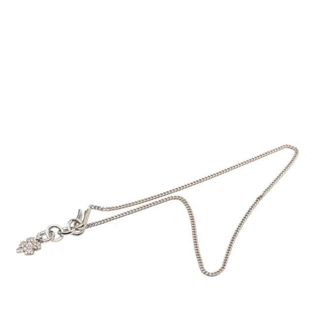 Silver Chanel CC Brass Strass Pendant Necklace in Silver from Designer Revival