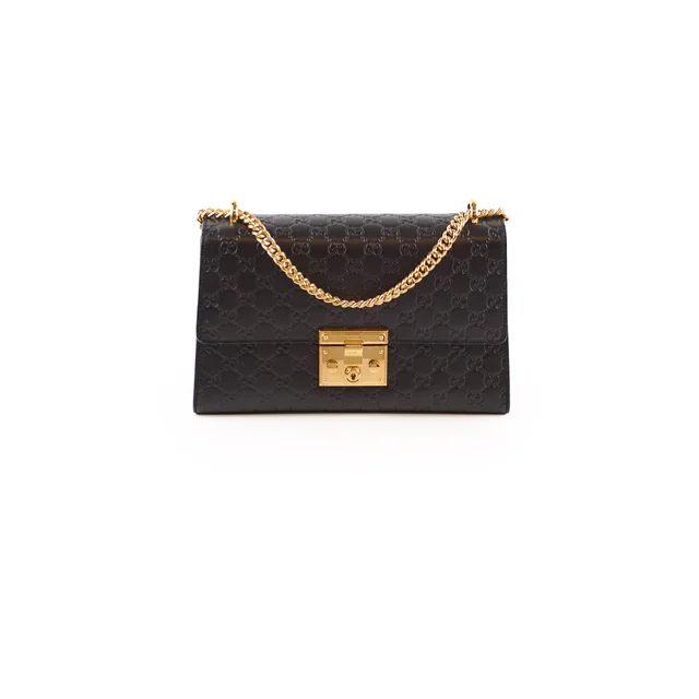 Gucci Padlock Medium Black in Black Leather from The Purse Affair