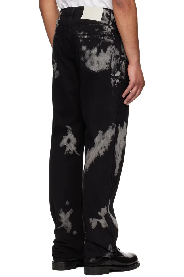 ALEXANDER DIGENOVA Black Bleach Straight Leg Jeans, photo 3 of 4 from SSENSE