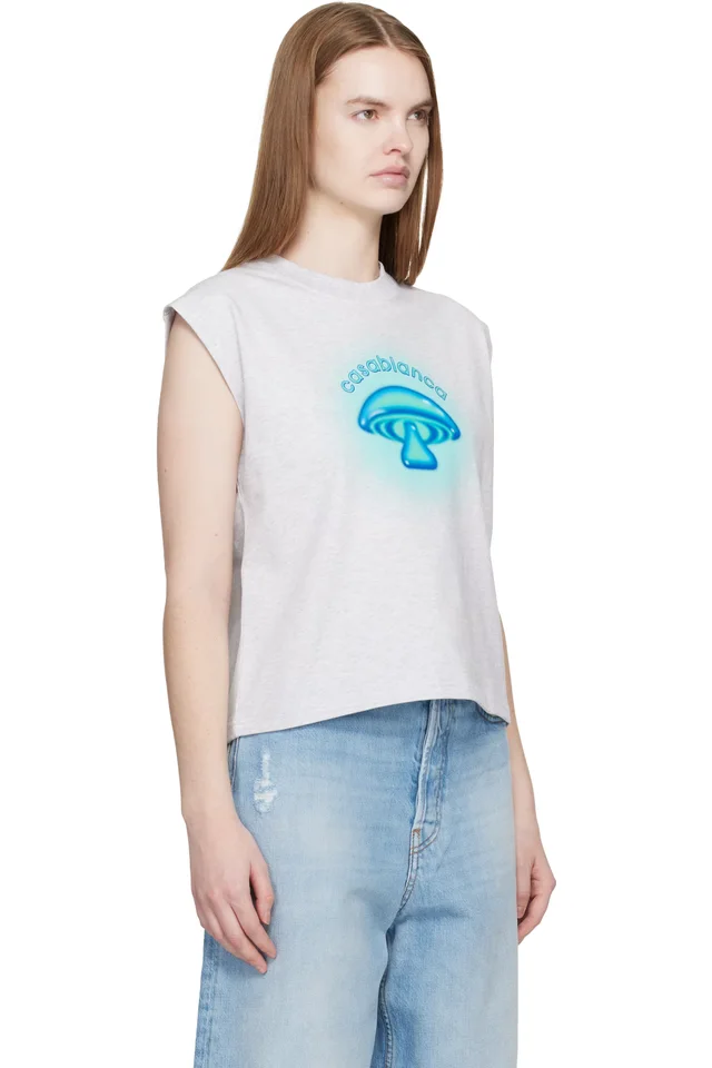 Casablanca Gray Airbrush Mushroom Tank Top, photo 2 of 4 from SSENSE