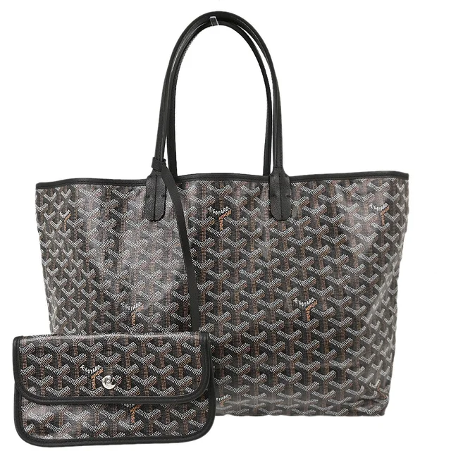 Goyard Black Saint Louis PM Tote Bag in Black Canvas from AMORE Vintage Tokyo