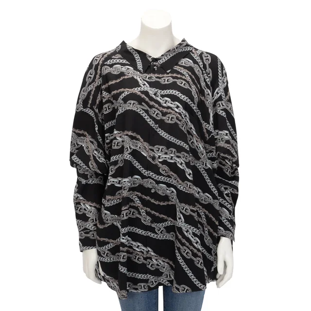 Balenciaga Chain Print Oversize Shirt FR 42 in Black Silk from Blue Spinach