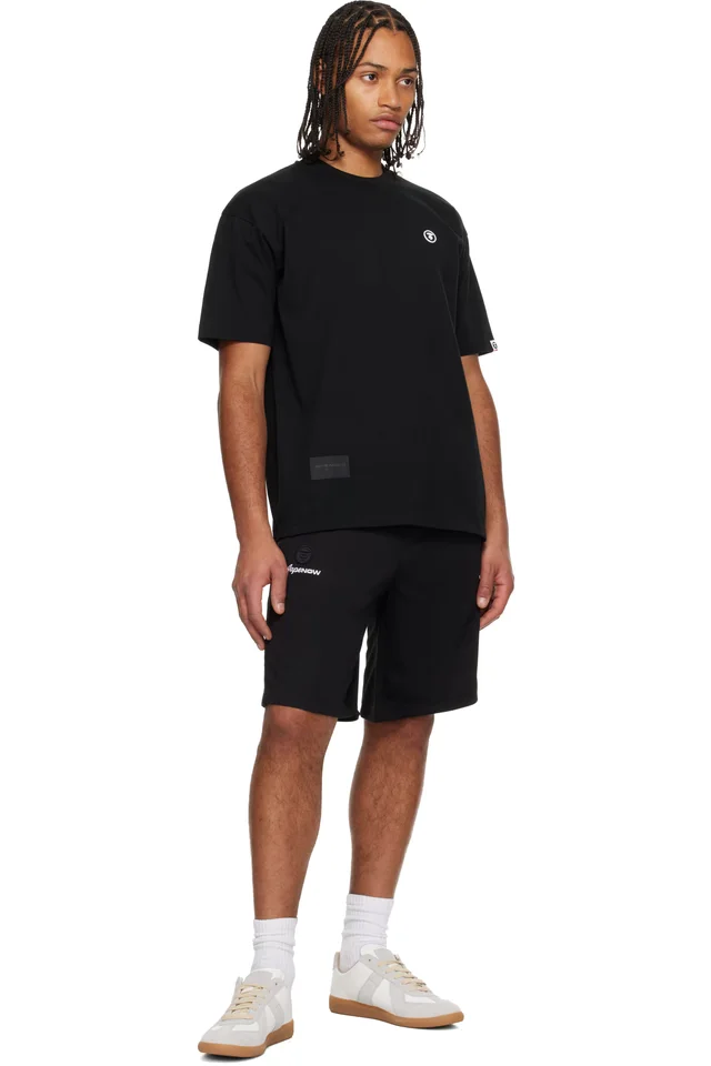 AAPE by A Bathing Ape Black 'AAPENOW' Sweat Shorts, photo 4 of 4 from SSENSE