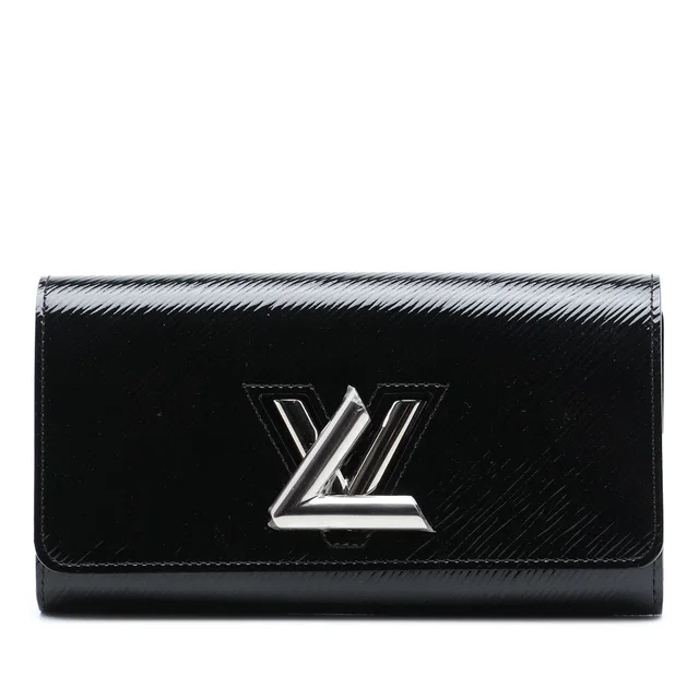 Black Louis Vuitton Electric Epi Twist Wallet Long Wallets in Black Leather from Designer Revival