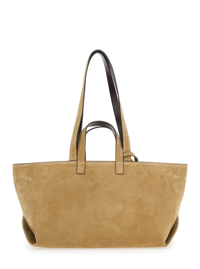 A.P.C. 'Le Drummer' Beige Shopper with Four Handles and Logo Lettering on the Front in Suede Women in Beige 100% Cow, photo 7 of 10 from Gaudenzi Boutique