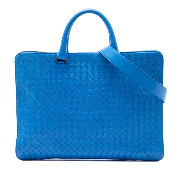 Blue Bottega Veneta Nappa Intrecciato Briefcase Business Bag in Blue Nappa leather from Designer Revival, photo 1 of 1