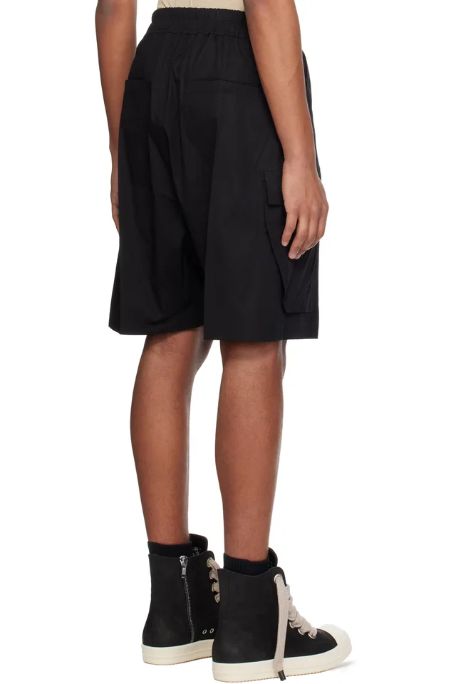 Rick Owens Black Temple Cargobela Shorts, photo 3 of 4 from SSENSE