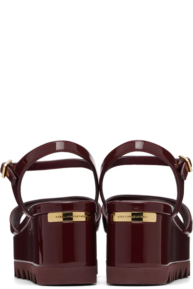 Stella McCartney Burgundy Elyse Patent Platform Sandals, photo 2 of 4 from SSENSE