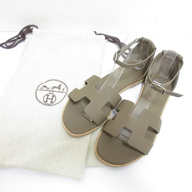 Hermès Santorini Strap Sandals Etoupe in Taupe from The Reluxe