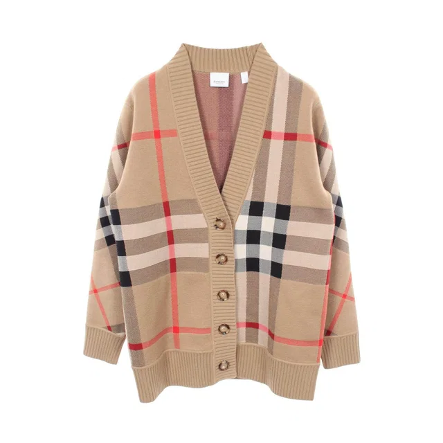 Burberry Nova Check Technical Jacquard Wool Polyester Cardigan in Wool from LuxUness