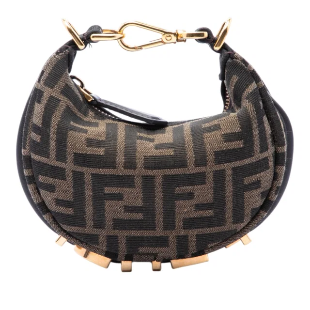 Brown Fendi Nano FF Jacquard Fendigraphy Hobo in Brown Leather from Designer Revival, photo 1 of 1