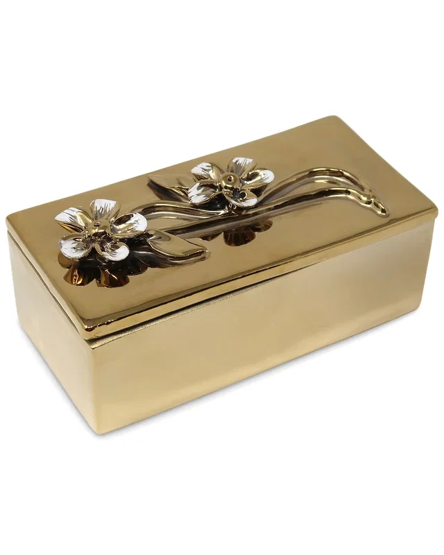Vivience Oblong Decorative Box with Flower Lid, image 1 of 1 from Rue La La