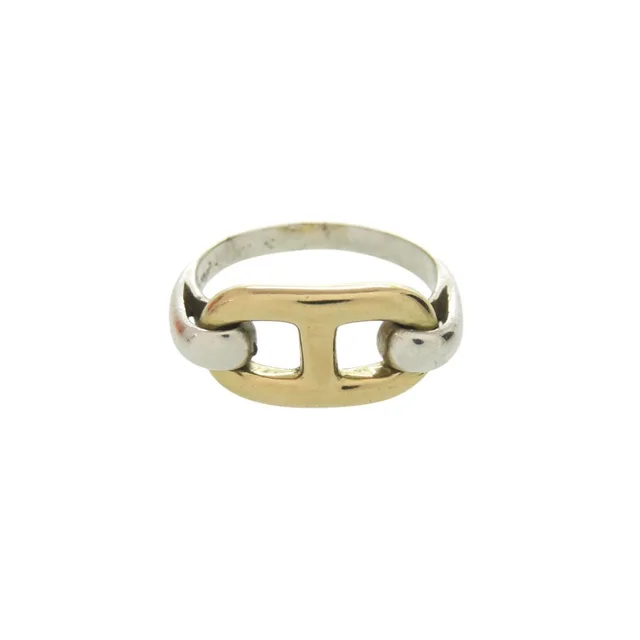 Hermès Chaine D'Ancre 925 Sterling Silver 750 Gold Vintage Cursiv Ring in Gold from The Reluxe