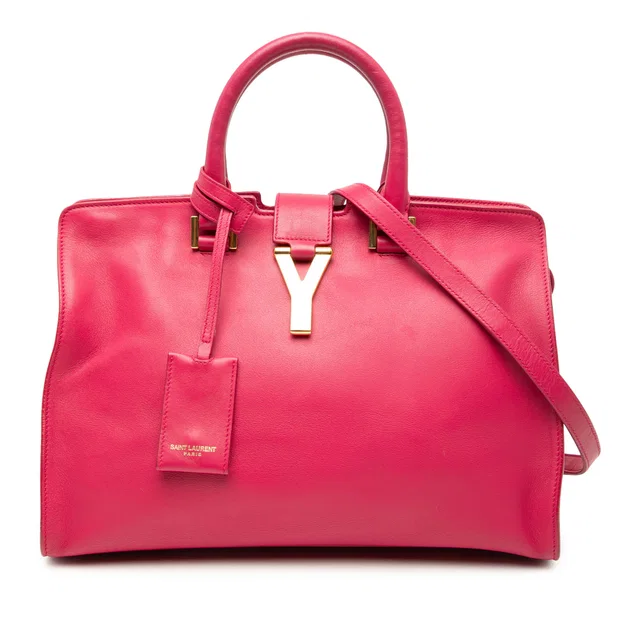 Pink Saint Laurent Small Calfskin Cabas Chyc Satchel in Pink Calfskin from Designer Revival