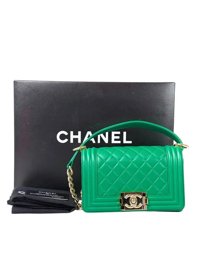 Chanel Small Green Boy Bag in Green from Luxury Promise