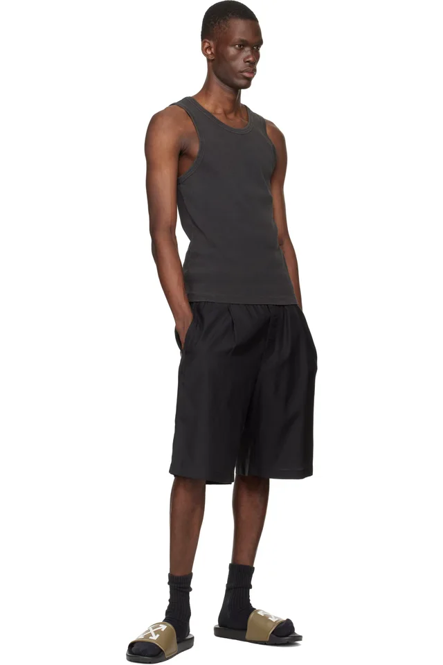 Off-White Black & Khaki Arrow Slides, photo 5 of 5 from SSENSE