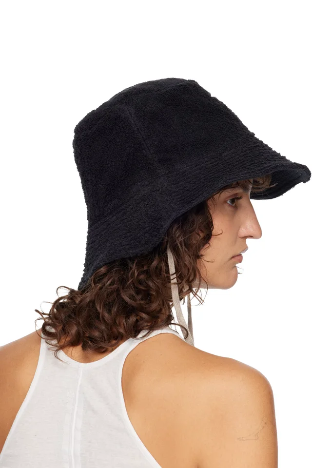 Rick Owens Black Temple Beach Hat, photo 3 of 3 from SSENSE