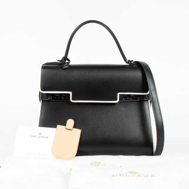 Delvaux Black/Ivory Tempête MM Illusion in Black Leather from Labellov, photo 2 of 8