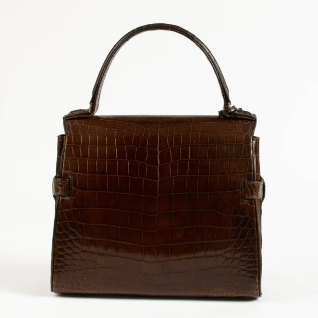 Delvaux Vintage Brown Shiny Crocodile Tempête PM Bag in Brown Crocodile from Labellov, photo 4 of 9
