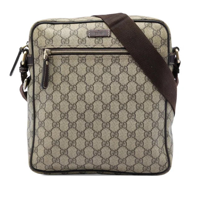 Beige Gucci GG Supreme Crossbody in Beige Coated canvas from Designer Revival