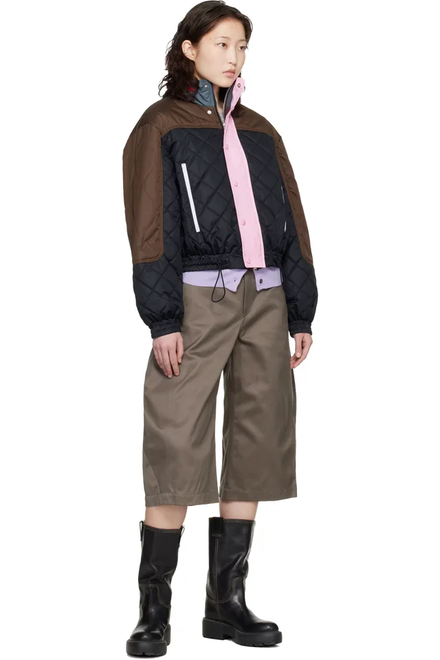 Meryll Rogge Black & Brown Quilted Track Bomber Jacket, photo 4 of 4 from SSENSE