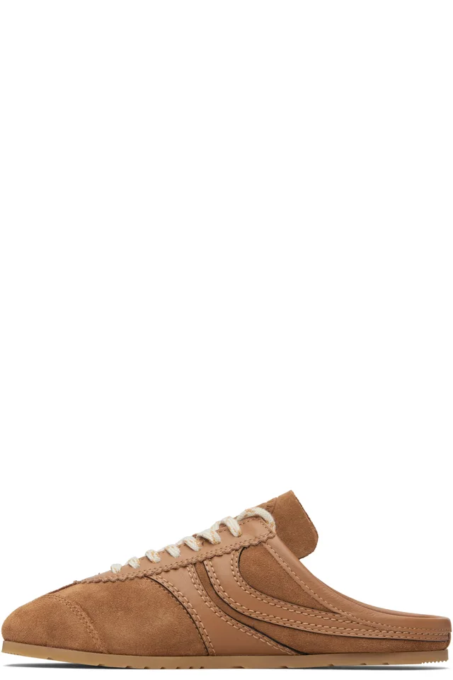 Dries Van Noten Tan Suede Sneaker Mule Loafers, photo 3 of 5 from SSENSE