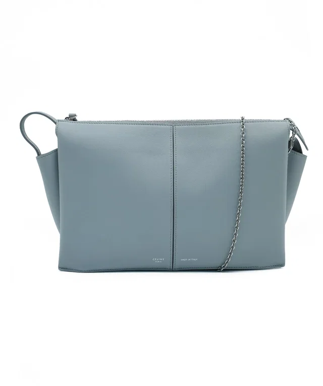 Celine Blue Tri-Fold Clutch on Chain in Blue Calfskin from Luxury Promise