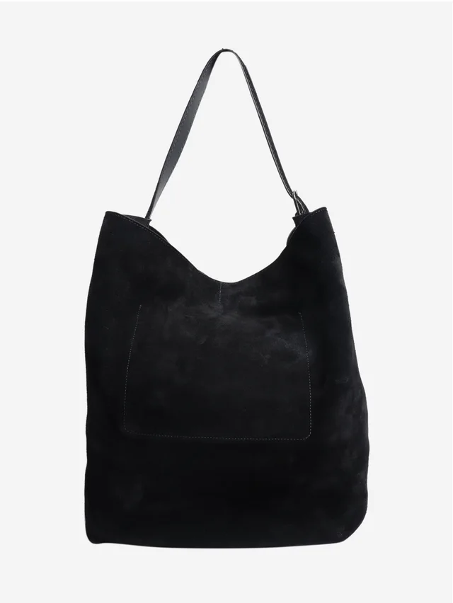 TOTEME Navy suede shoulder bag in Navy Suede from Sign of the Times