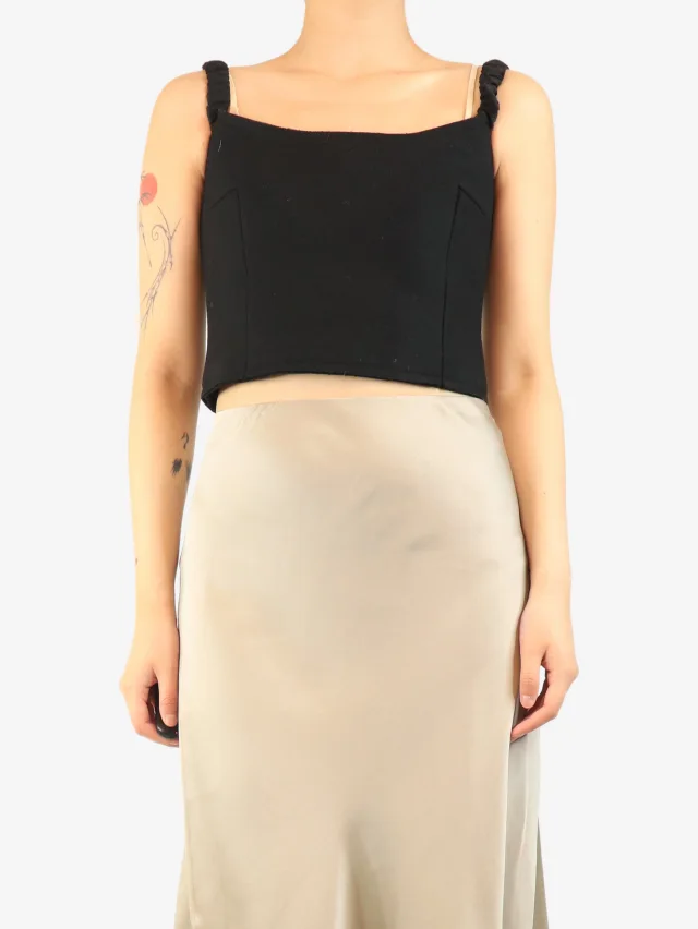 Khaite Black Audra cropped tank top - size UK 10 in Black Wool from Sign of the Times, photo 3 of 3