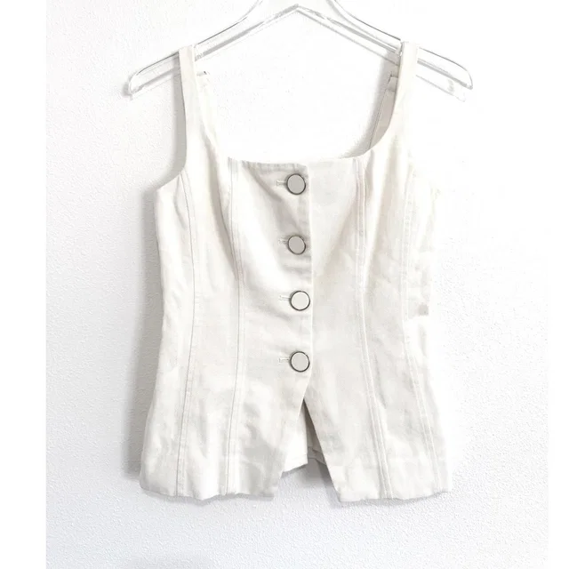 Christian Lacroix Vintage Crepe Vest Top | Cream Ivory Button-Down Tailored Tank in white from Poshmark